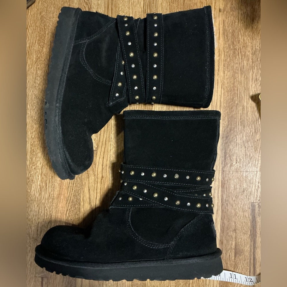 UGG Black Studded Suede Shearling Boots